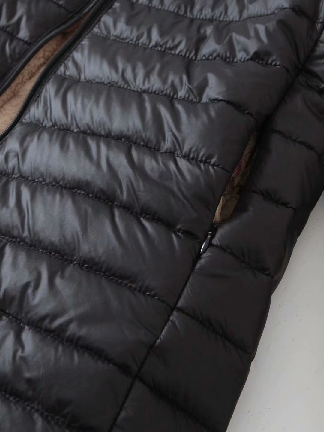 Women's Black Reversible Sherpa Lined Puffer Jacket Hooded Winter Coat