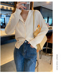 Women's Cream Button Down Knit Cardigan Long Sleeve V-Neck Lightweight Sweater
