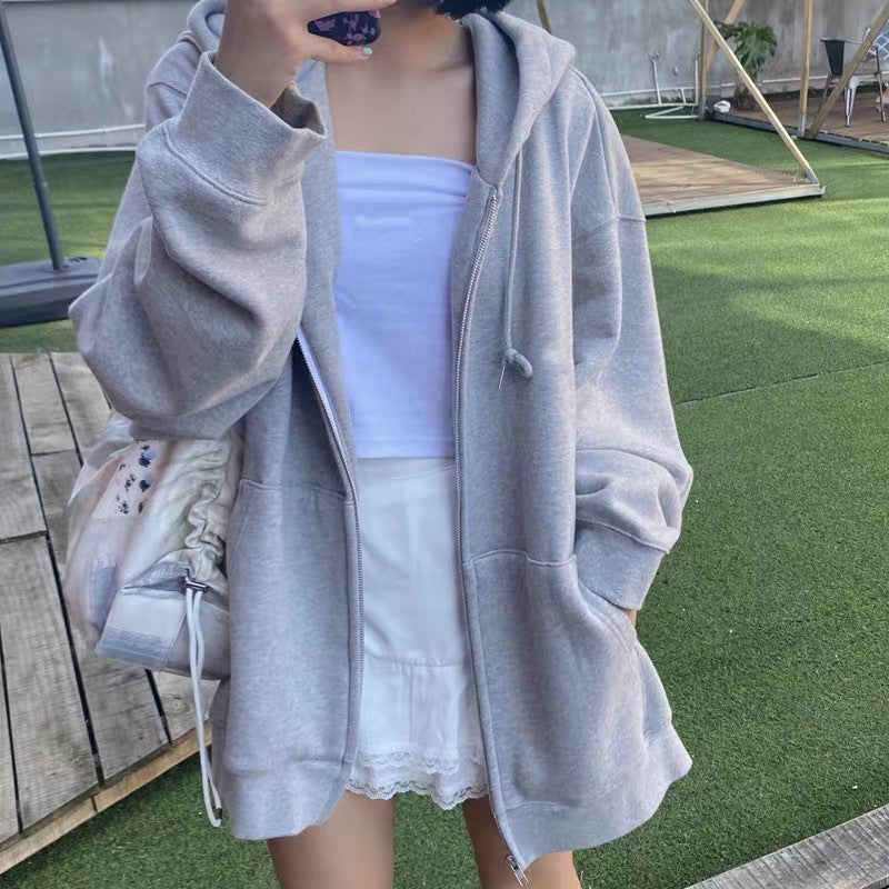 Women's Oversized Zip Up Hoodie Casual Long Sleeve Loose Fit Hooded Sweatshirt